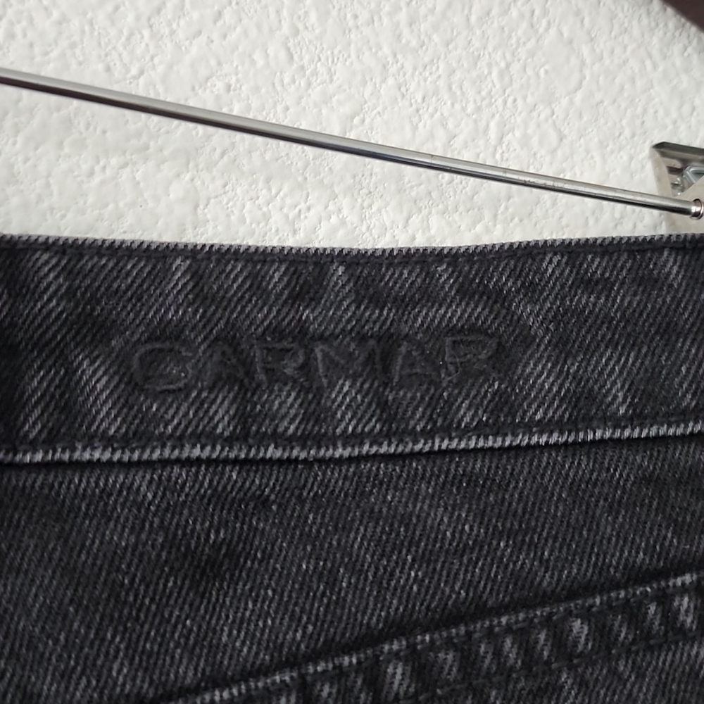 Carmar black studded jeans frayed hem Bikercore - Picture 10 of 12